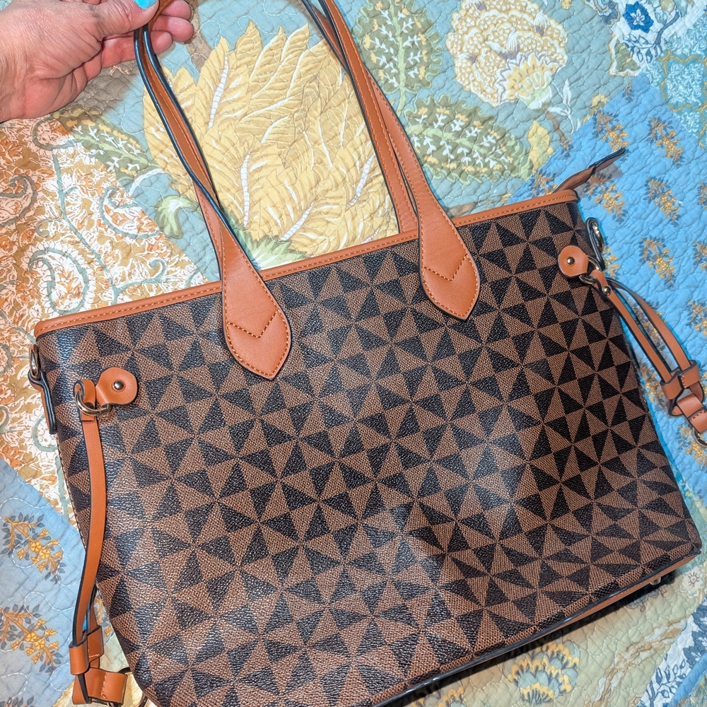 Geometric Brown Tote Bag